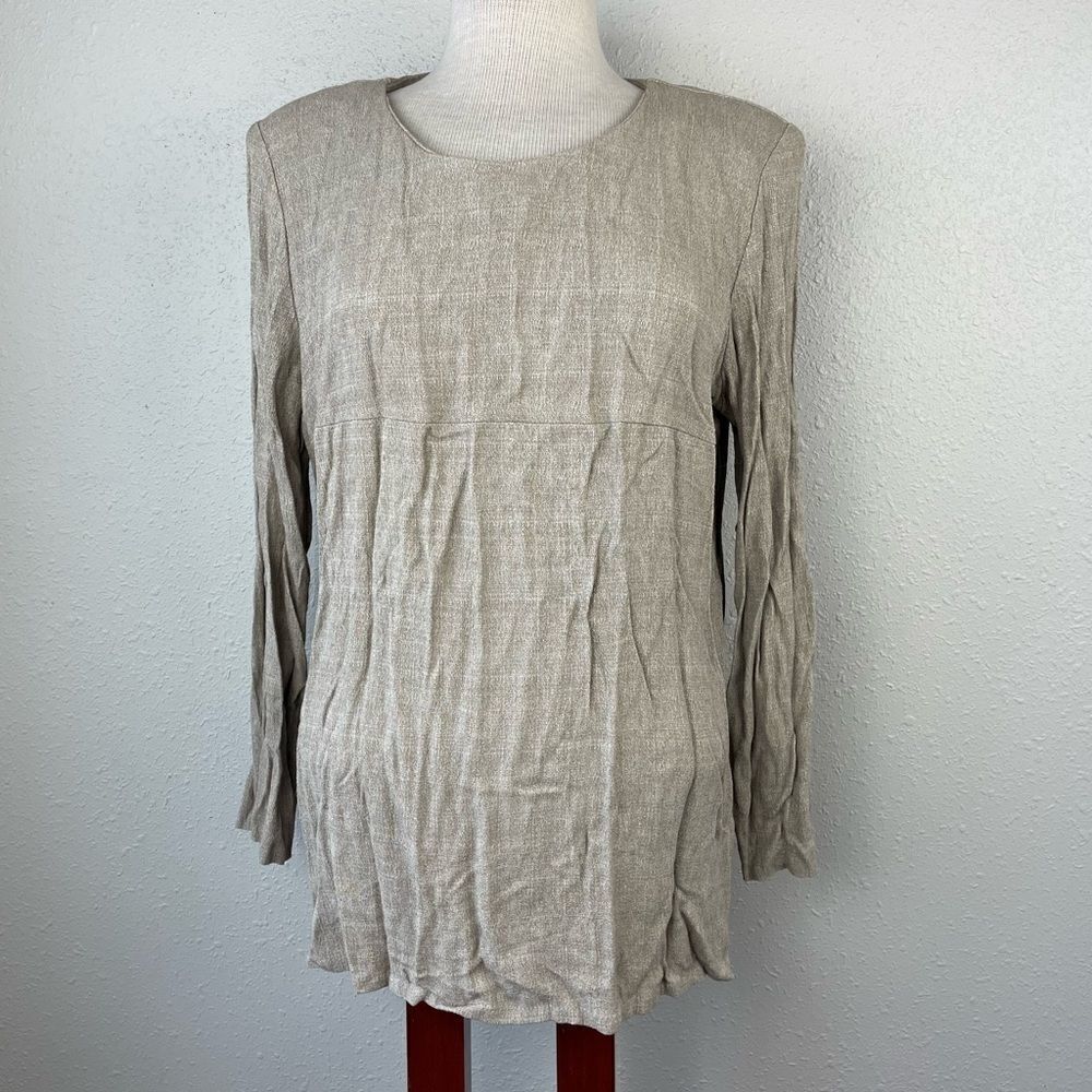 Pre-Owed Vintage K STUDIO Womens Rayon Blend Tan Blouse and Skirt Set Size 10